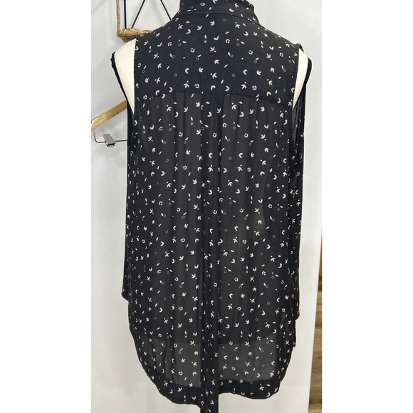 Free People pink and black sleeveless blouse with accent‎ neck ribbon Size S - Picture 2 of 8